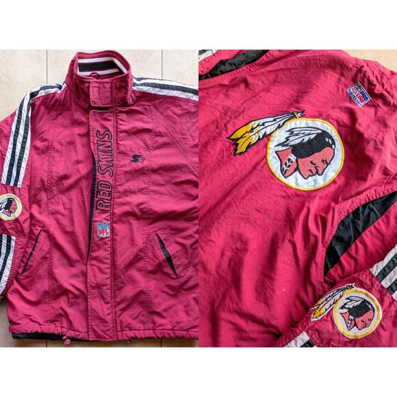 Washington Redskins Commanders 90s STARTER puffer jacket coat M red NFL Pro vtg - Picture 1 of 14
